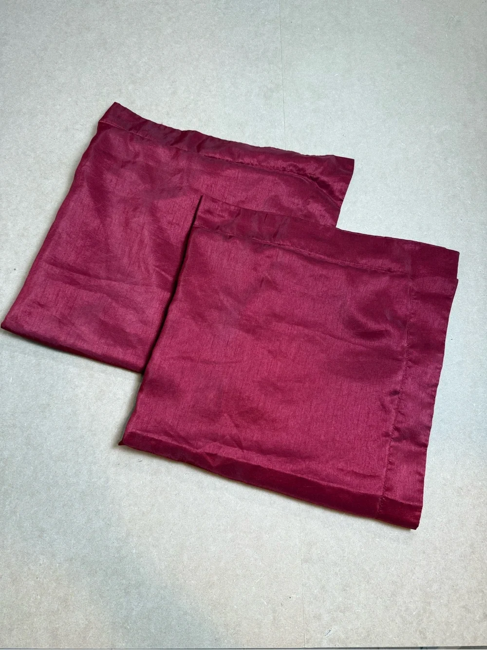 Set of 2 Burgundy Faux Silk Euro Pillow Shams 29.5” x 30.5” Square